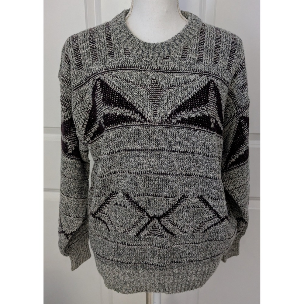 Vintage Women's Method Geometric Knit Sweater  Medium EUC 90s Aztec Retro